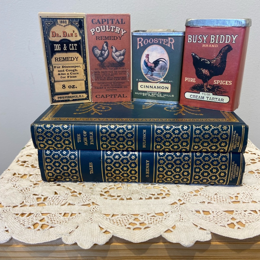 4 VINTAGE REPRODUCTION TINS BOXES